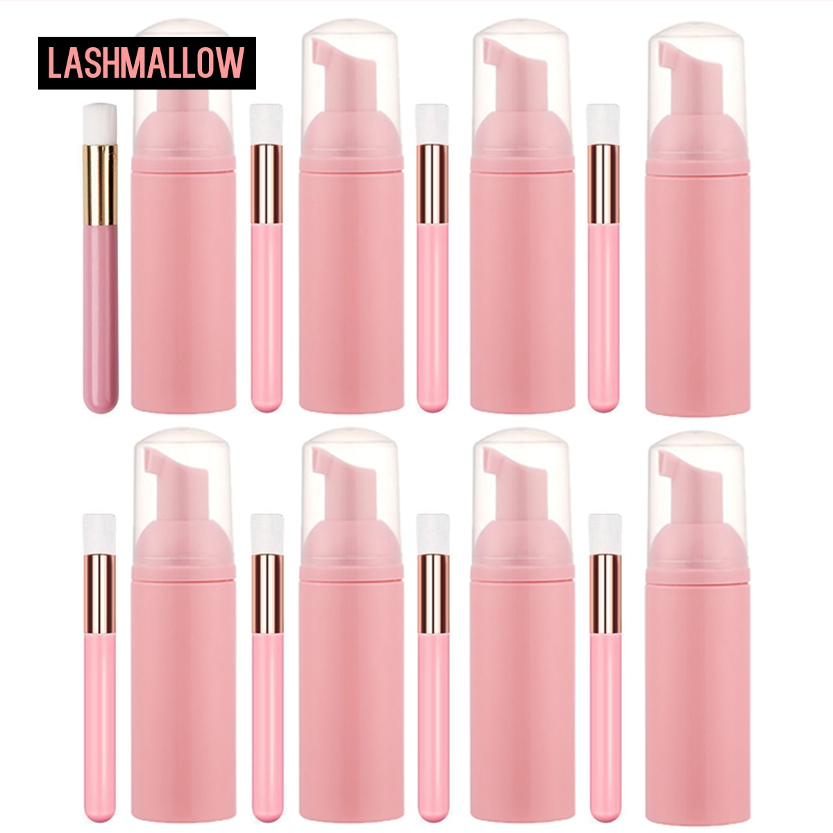 8 Set Eyelash Cleansing Mousse Shampoo 60ml Foam Cleanser with Brush for Lashes Extension Empty Logo Lash Accessories Wholesale
