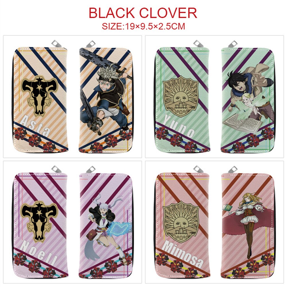 Anime Black Clover PU Long Wallet Leather Purses Zipper Card Holders Layers Casual Coinbag Cosplay Handbag Unisex Money Bag Gift