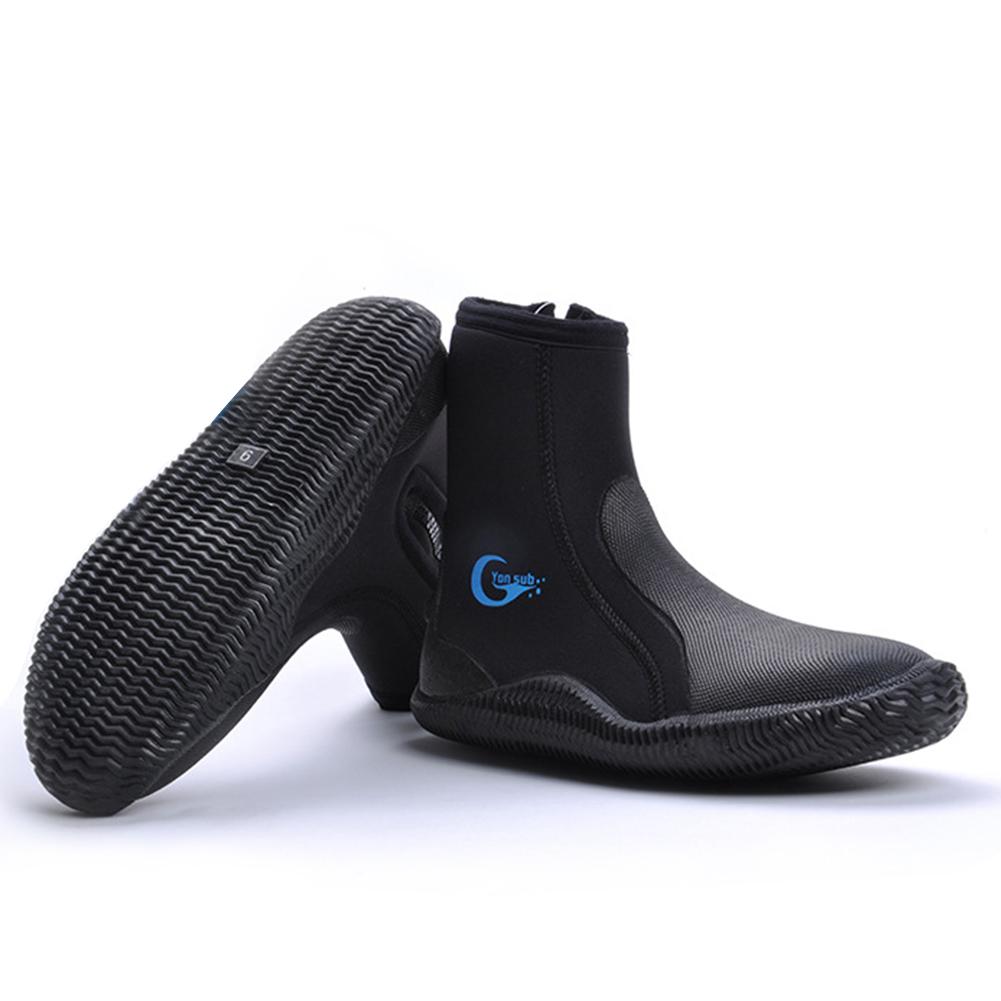 2Pcs Rubber Diving Boot 5mm High Top Snorkeling Socks Hard Rubber Sole Non-slip Wear-resistant Emergency Diving Shoes