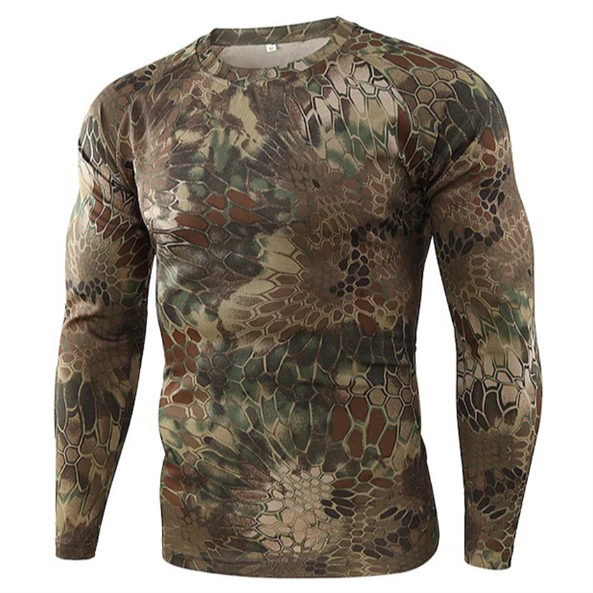2022 Men's Retro outdoor from Forest camouflage 3D printing casual long sleeve round neck hoodie sport pullover long sleeve